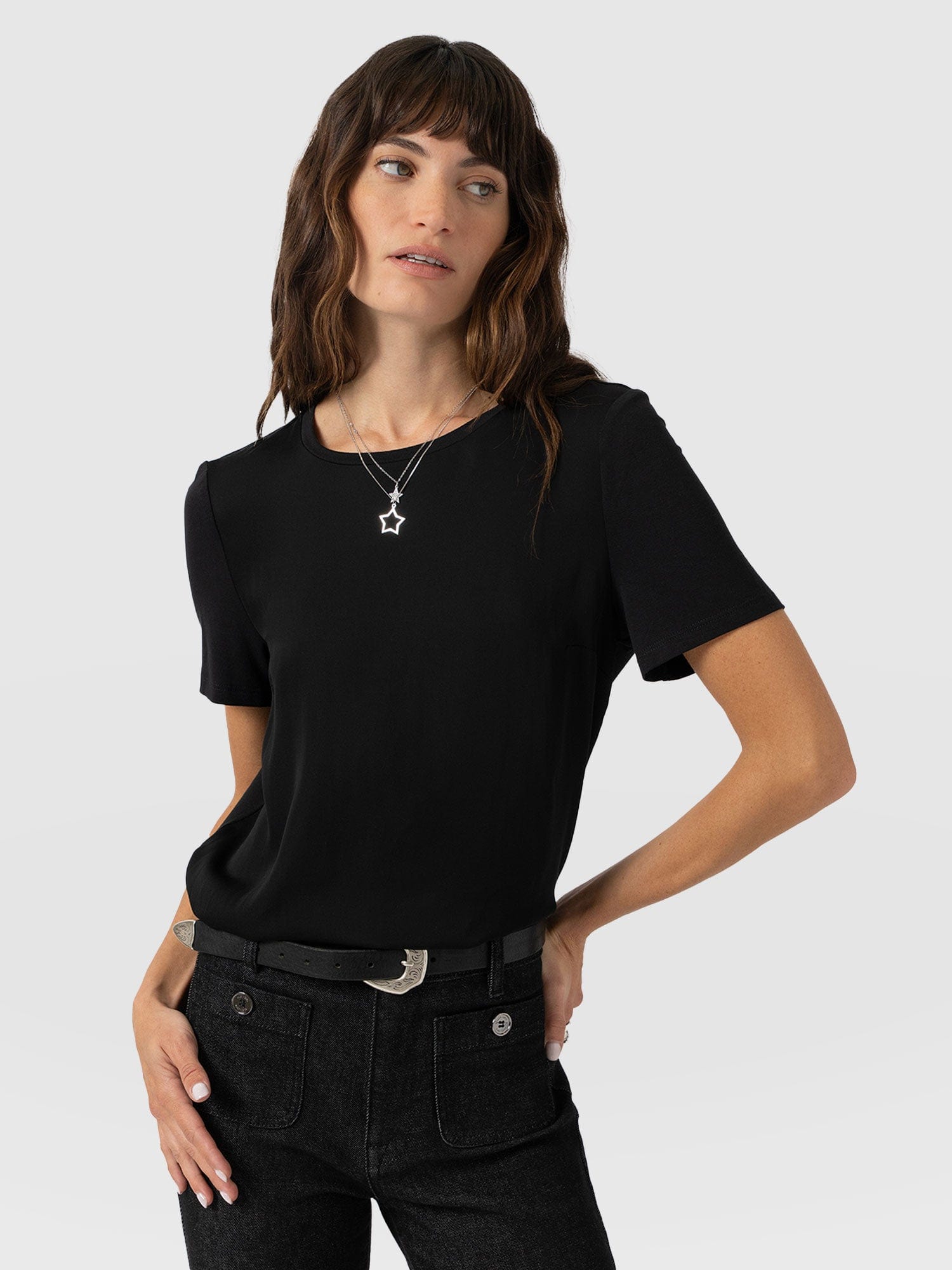 Rayner Contrast Tee Black - Women's T-Shirts | Saint + Sofia® US